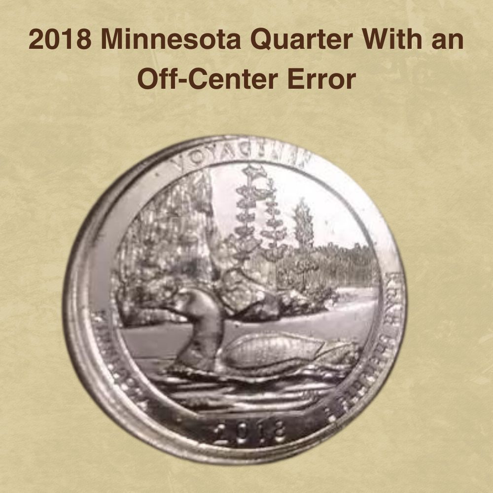 2018 ATB quarter off-center strike error showing Washington portrait displaced from center with crescent of blank planchet visible
